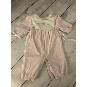Janie And Jack 0-3M Overall One Piece Pink Velour